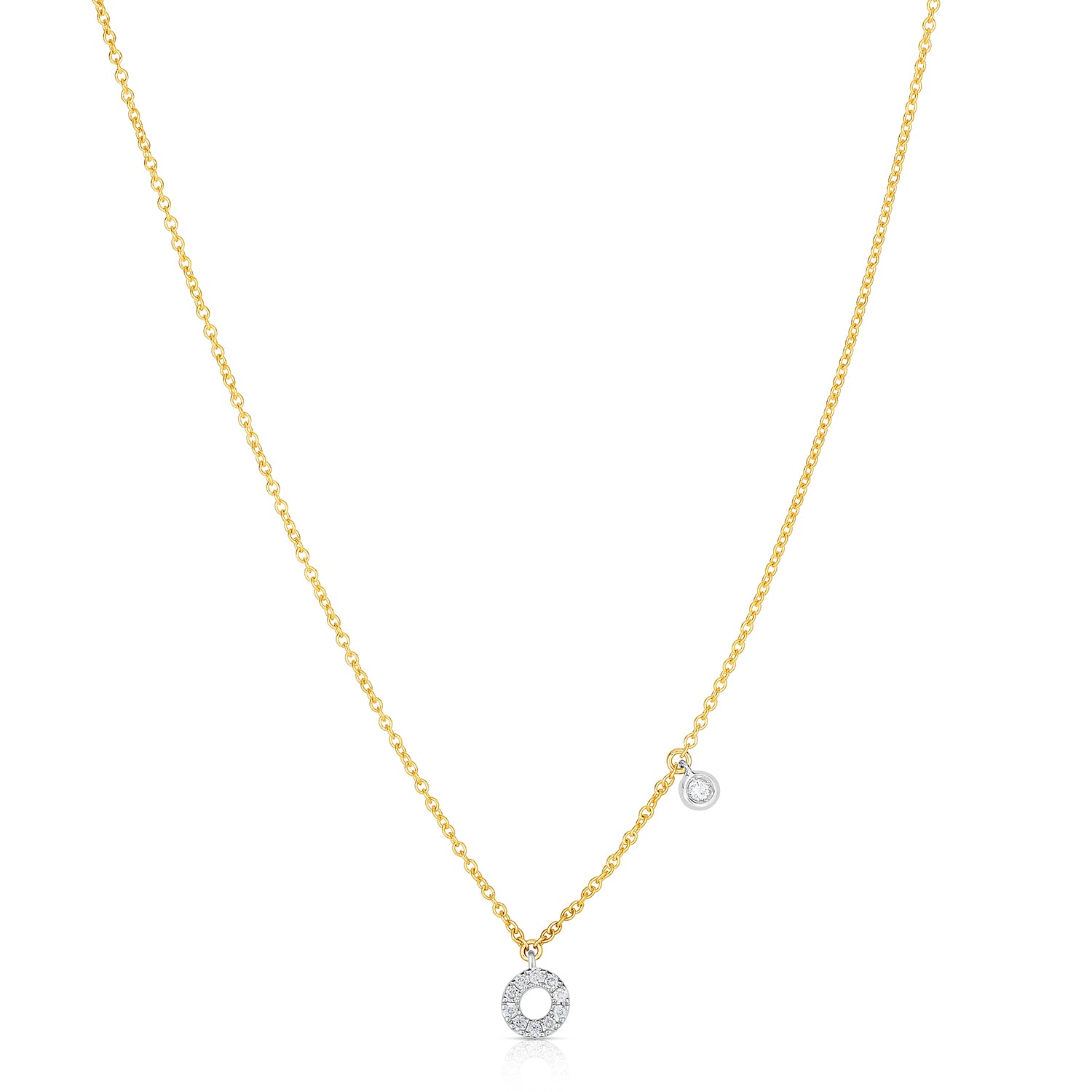 Sabel Collection 14K Yellow and White Gold Diamond Miniature Initial Pendant Necklace